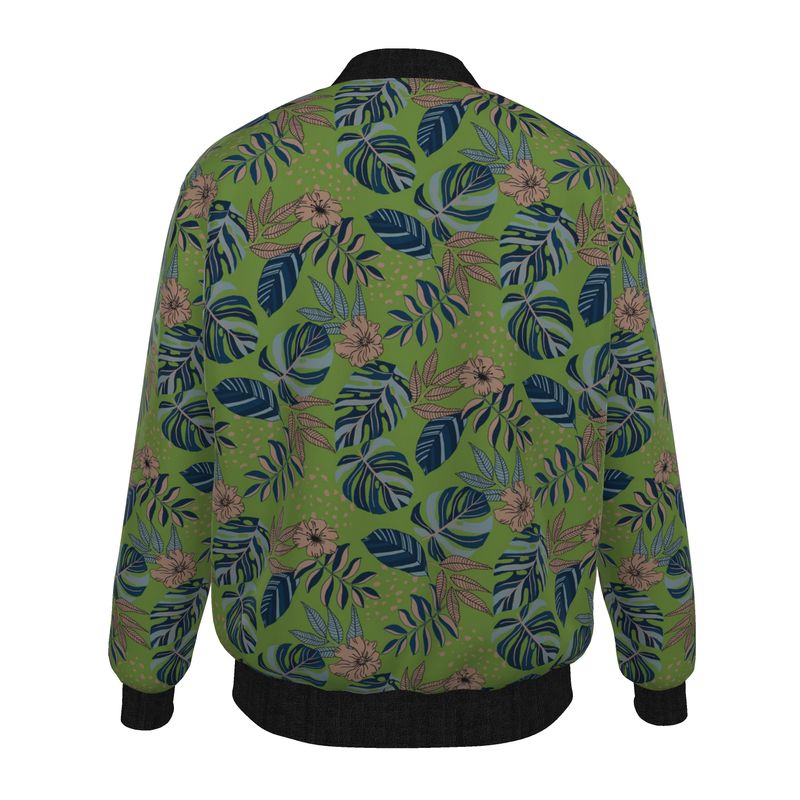 Men's Bomber Jacket - Midnight Monstera - Olive Velour