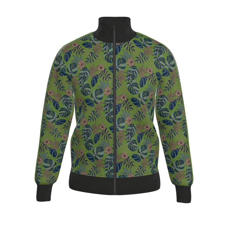 Men's Track Jacket - Midnight Monstera - Olive Green