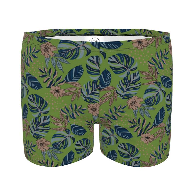 Men's Swim Trunks - Midnight Monstera - Olive Green