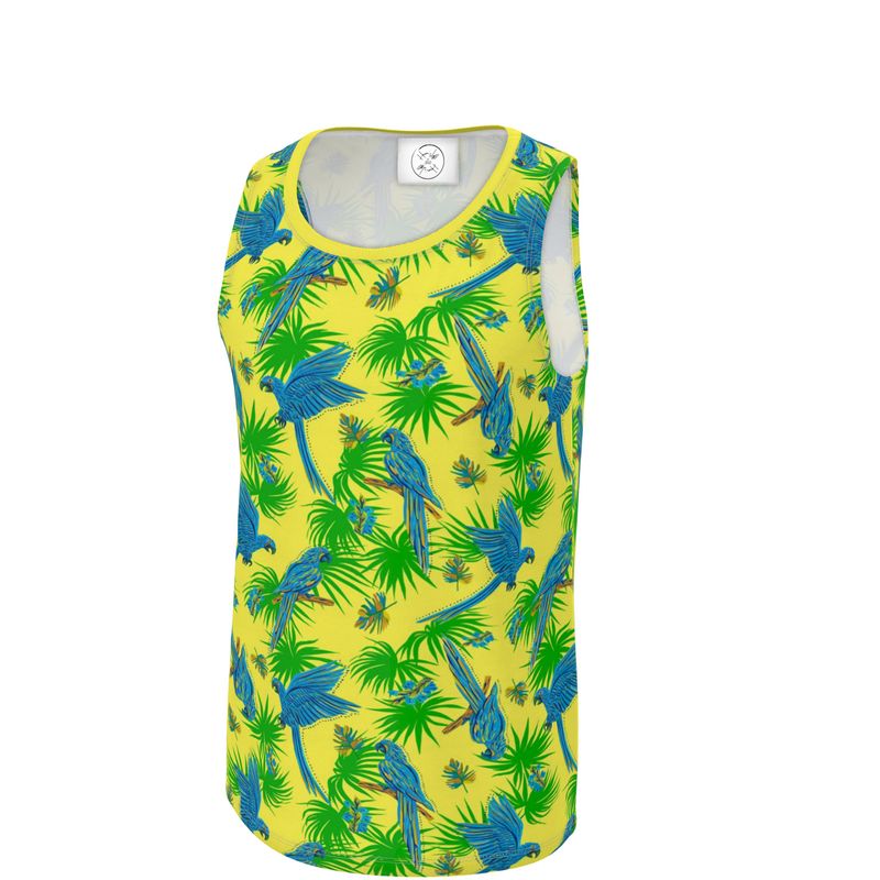 Men's Hybrid Tank Top - Tropical Macaw - Bright Green