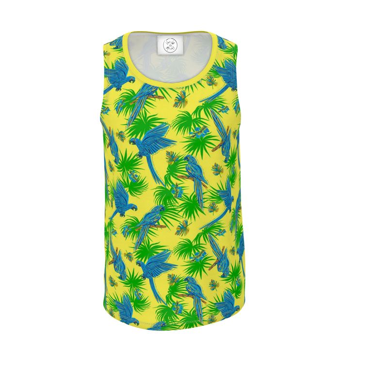 Men's Hybrid Tank Top - Tropical Macaw - Bright Green