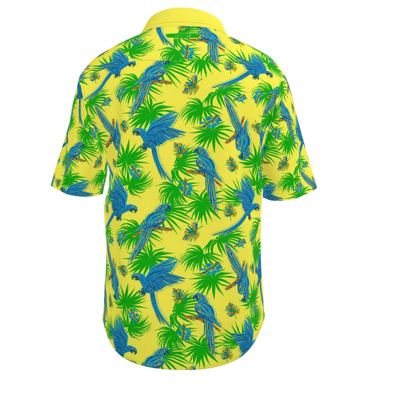 Men's Button-Up Dress Shirt - Tropical Macaw - Bright Green