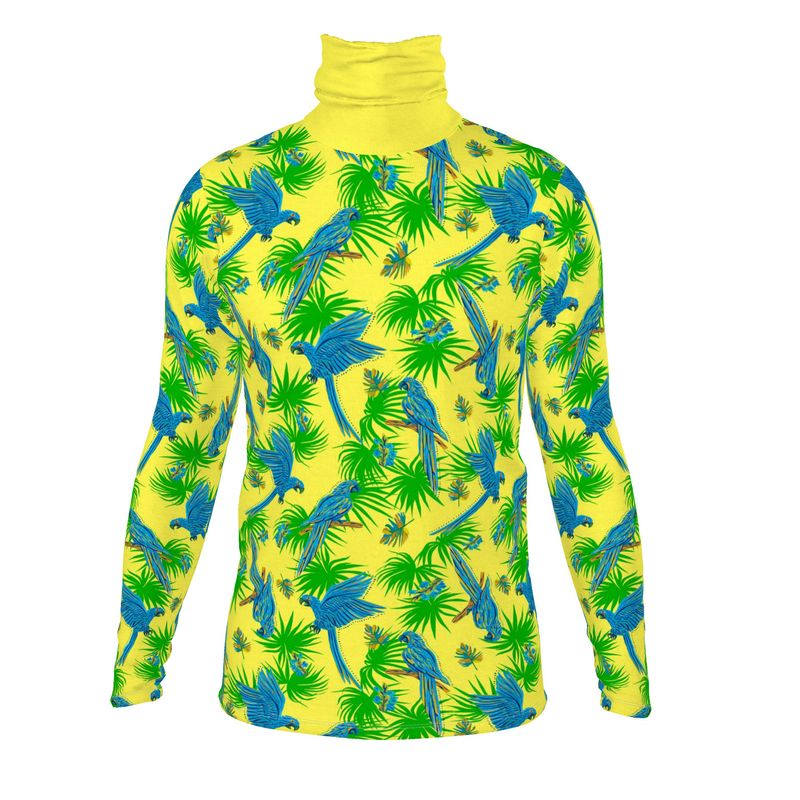 Men's High-Roll Turtleneck - Tropical Macaw - Bright Green