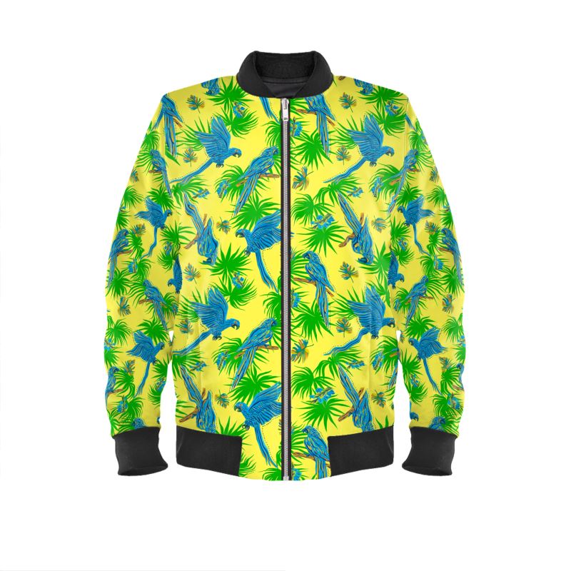 Men's Bomber Jacket - Tropical Macaw - Bright Green