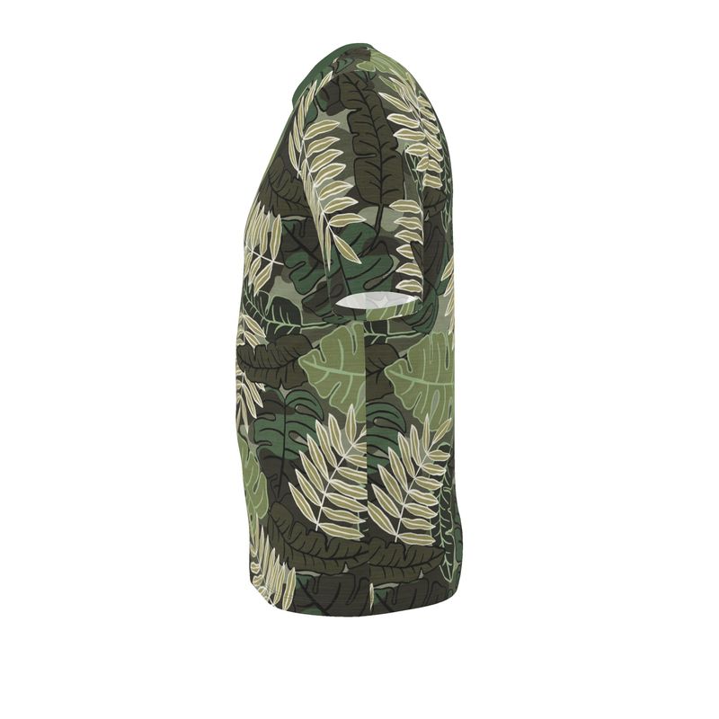 Men's Athletic Crew Neck T-Shirt - Camo Leaves - Sage Green