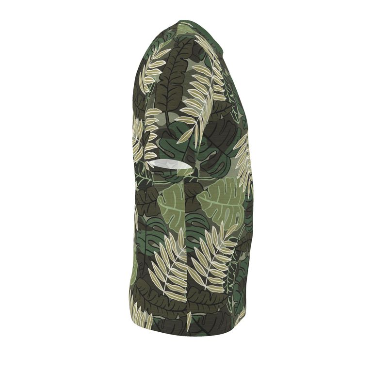 Men's Athletic Crew Neck T-Shirt - Camo Leaves - Sage Green