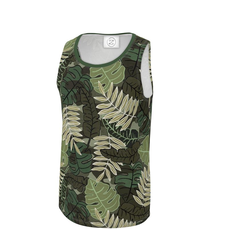 Men's Hybrid Tank Top - Camo Leaves - Light Green