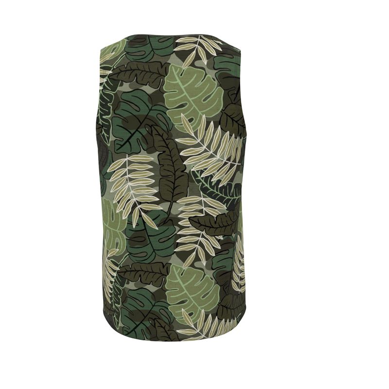Men's Hybrid Tank Top - Camo Leaves - Sage Green