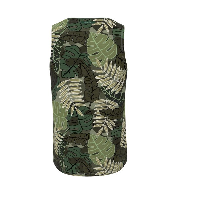 Men's Hybrid Tank Top - Camo Leaves - Light Green