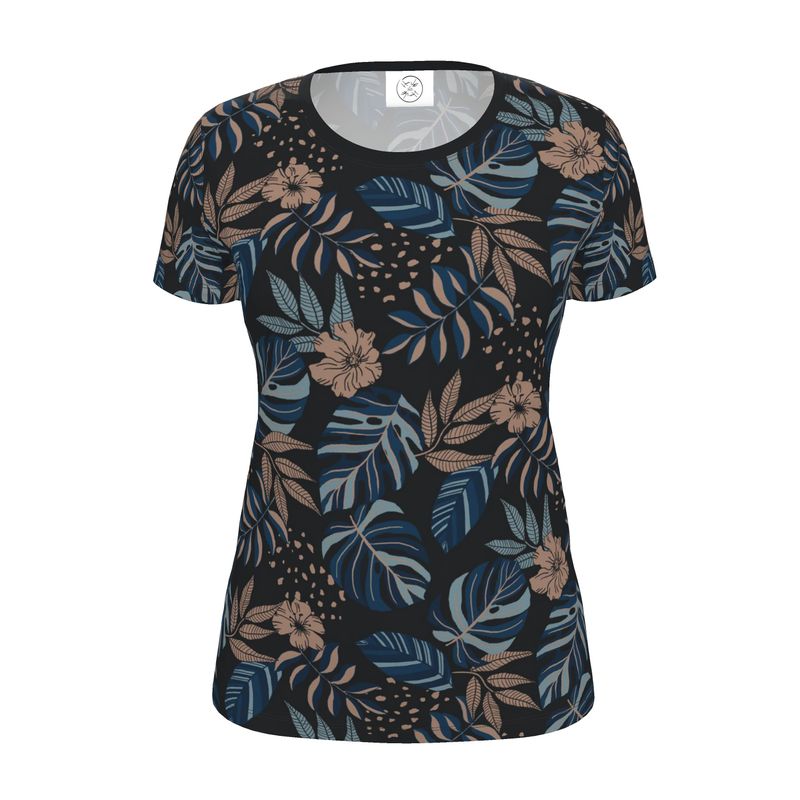 Women’s Athletic Crew Neck T-Shirt - Midnight Monstera