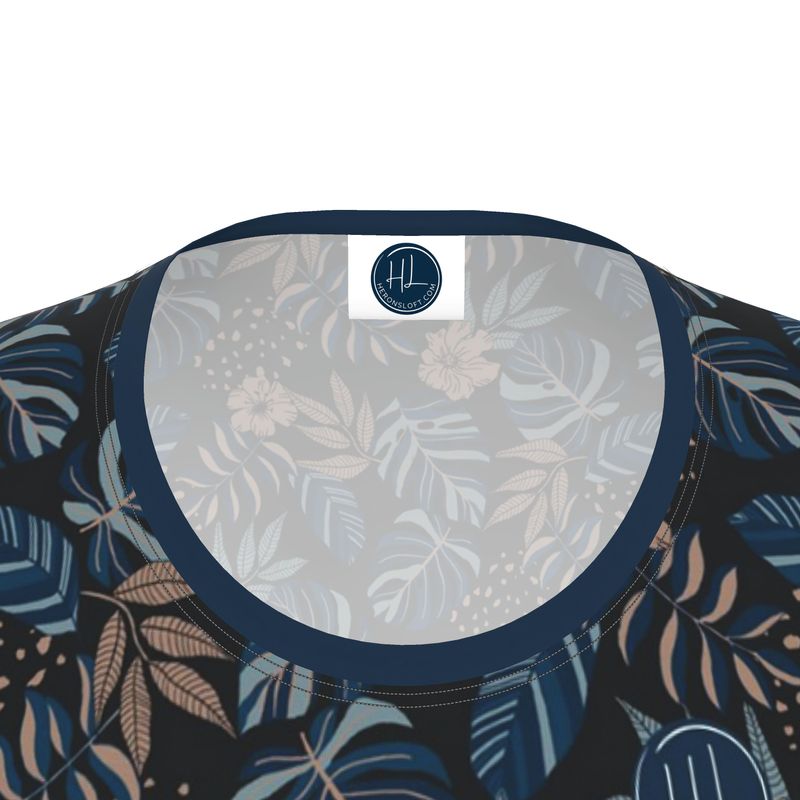 Women’s Athletic Crew Neck T-Shirt - Midnight Monstera