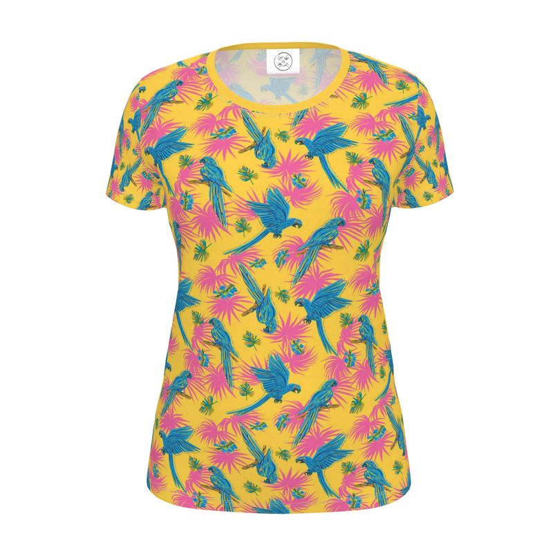 Women's Athletic Crew Neck T-Shirt - Tropical Macaw - Yellow