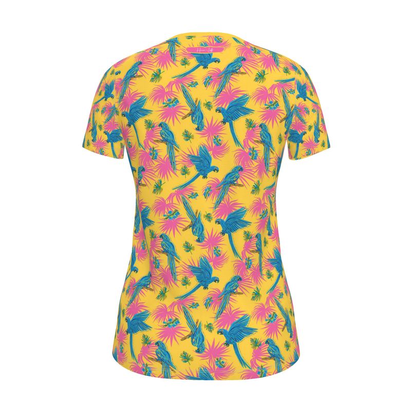 Women's Athletic Crew Neck T-Shirt - Tropical Macaw - Yellow