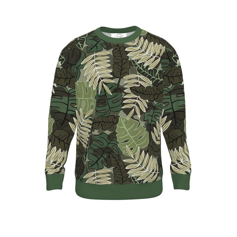 Men's Lightweight Sweater - Camo Leaves - Light Green