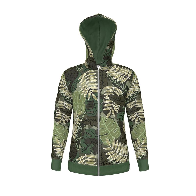 Men's Hoodie - Camo Leaves - Light Green