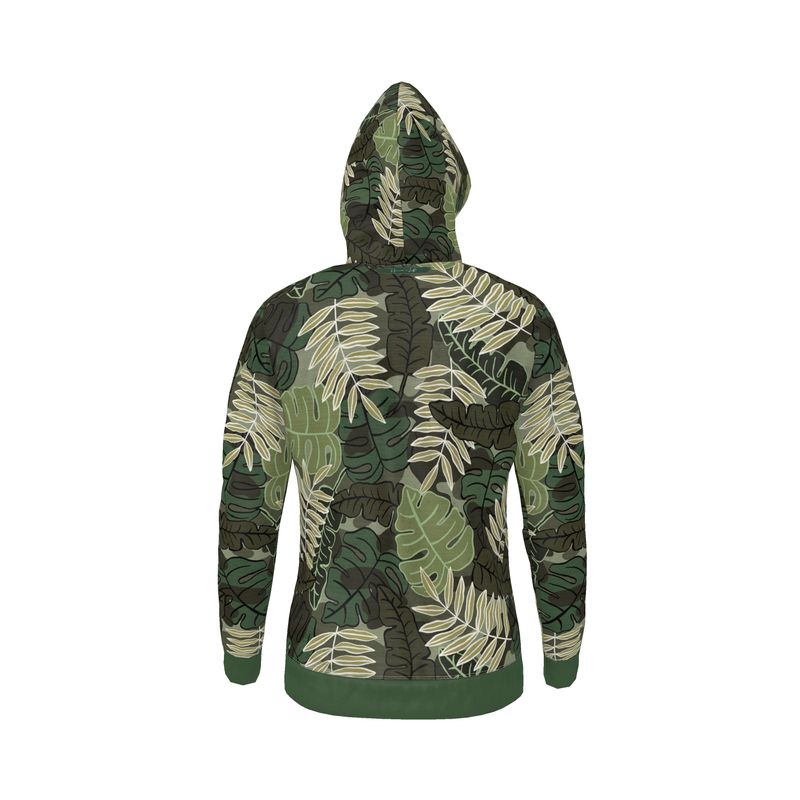 Men's Hoodie - Camo Leaves - Light Green