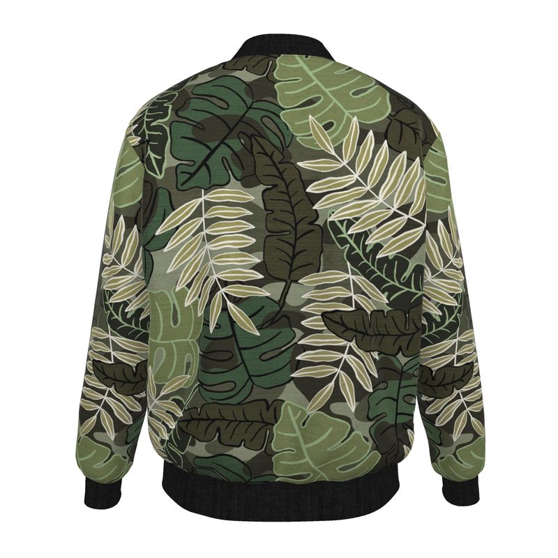 Men's Bomber Jacket - Camo Leaves - Sage Green