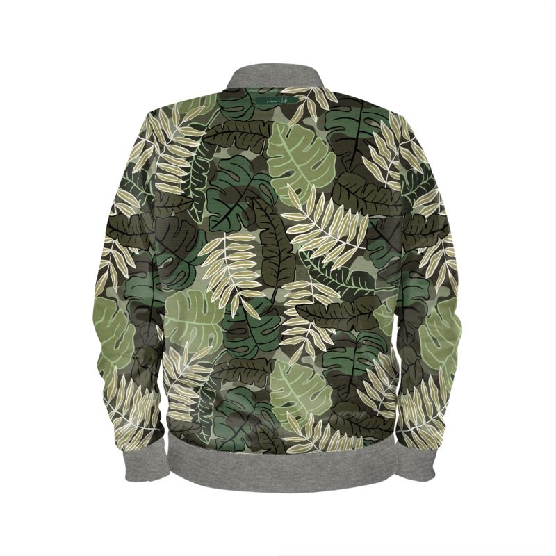 Men's Bomber Jacket - Camo Leaves - Light Green