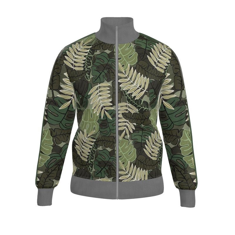 Men's Track Jacket - Camo Leaves - Light Green