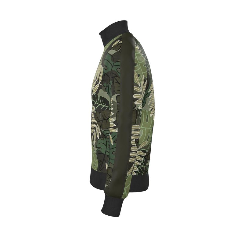 Men's Track Jacket - Camo Leaves - Sage Green