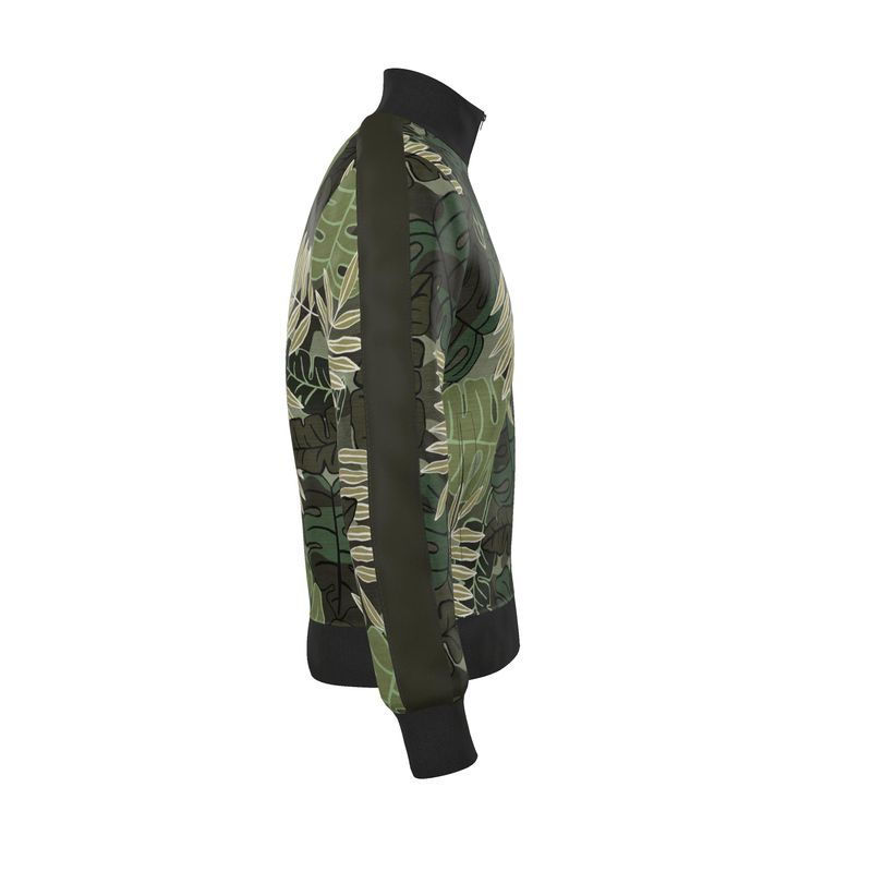 Men's Track Jacket - Camo Leaves - Sage Green