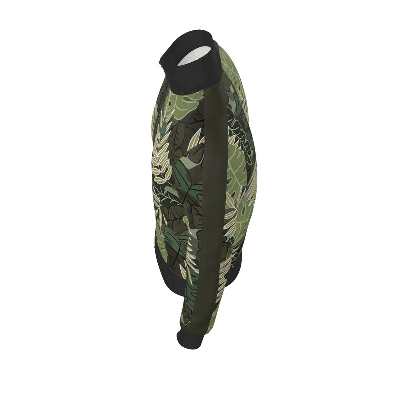 Men's Track Jacket - Camo Leaves - Sage Green