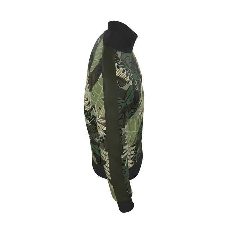 Men's Track Jacket - Camo Leaves - Sage Green