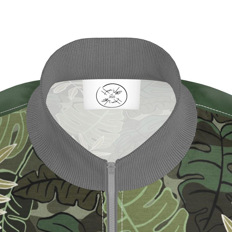 Men's Track Jacket - Camo Leaves - Light Green