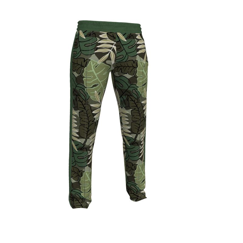 Men's Track Pants - Camo Leaves - Light Green