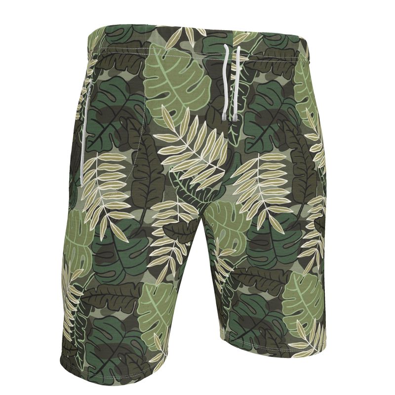 Men's Gym Shorts - Camo Leaves - Light Green