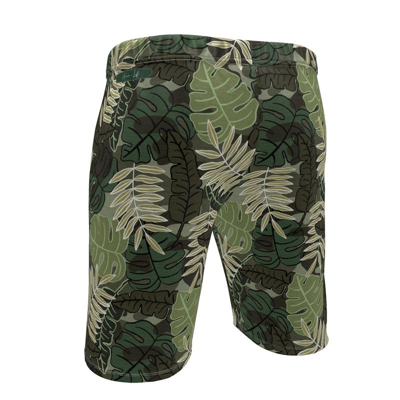 Men's Gym Shorts - Camo Leaves - Light Green