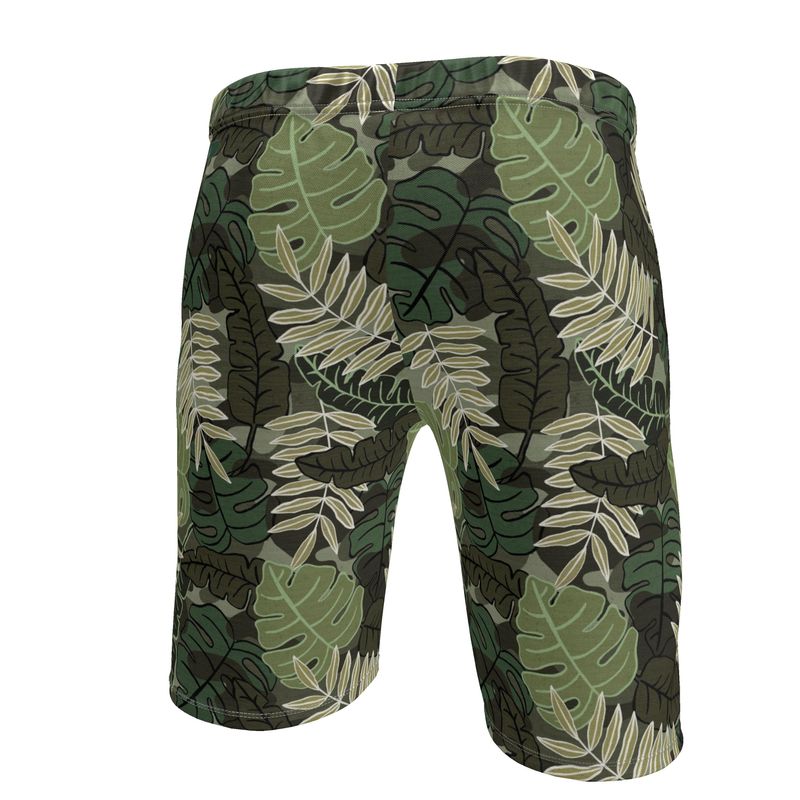 Men's Gym Shorts - Camo Leaves - Light Green