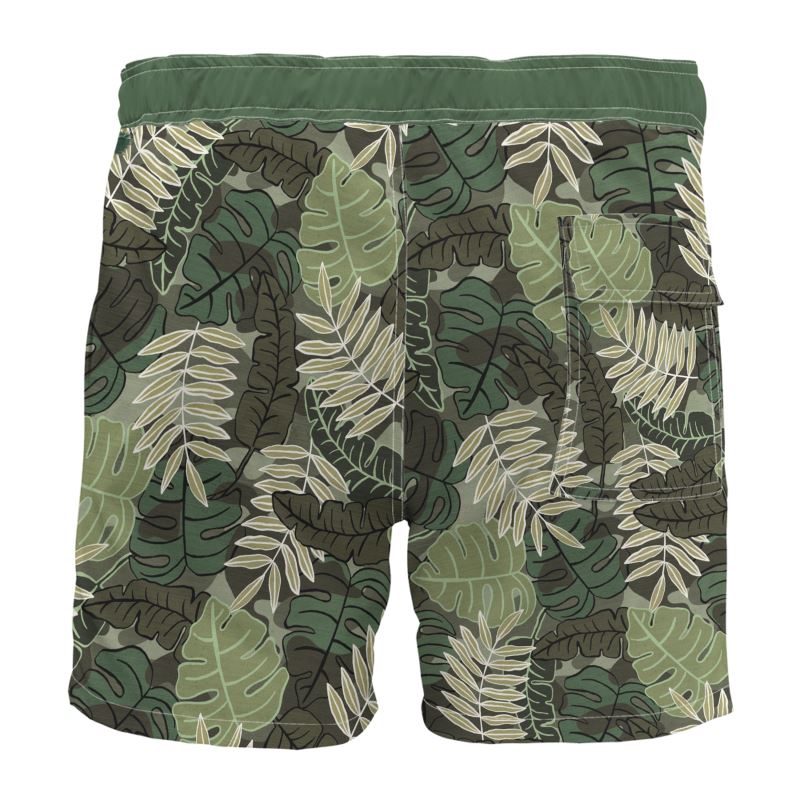 Men's Board Shorts - Camo Leaves - Light Green