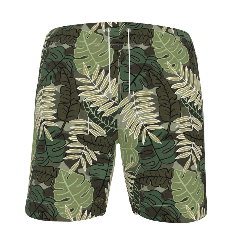 Men's Swim Shorts - Camo Leaves - Light Green