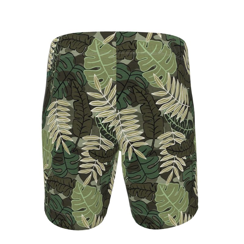 Men's Swim Shorts - Camo Leaves - Light Green