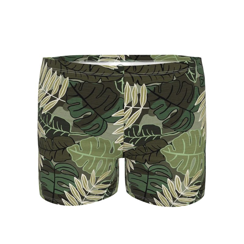 Men's Swim Trunks - Camo Leaves - Light Green