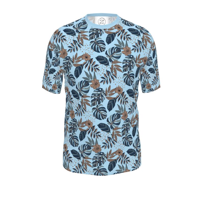 Men's Athletic Crew Neck T-Shirt - Midnight Monstera - Sky Blue