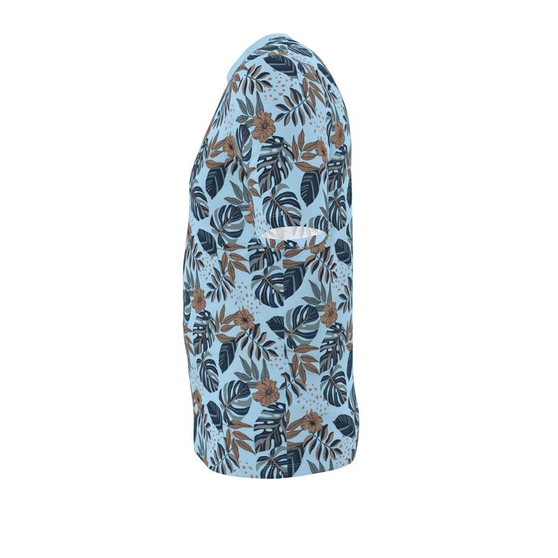 Men's Athletic Crew Neck T-Shirt - Midnight Monstera - Blue Mist