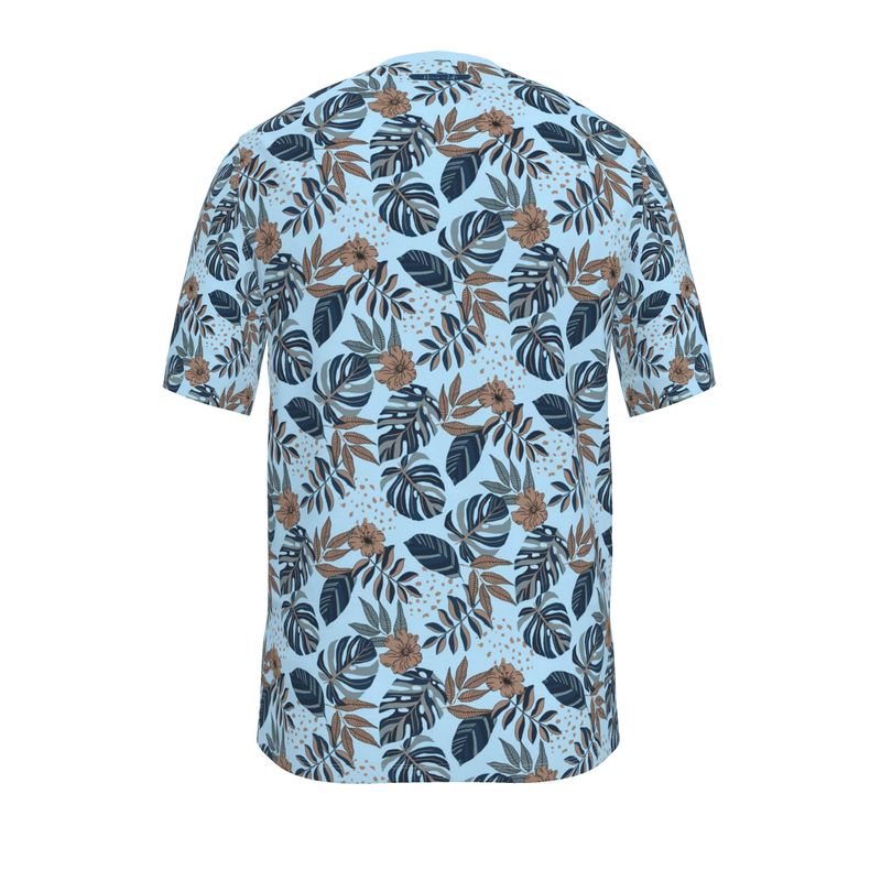 Men's Athletic Crew Neck T-Shirt - Midnight Monstera - Sky Blue