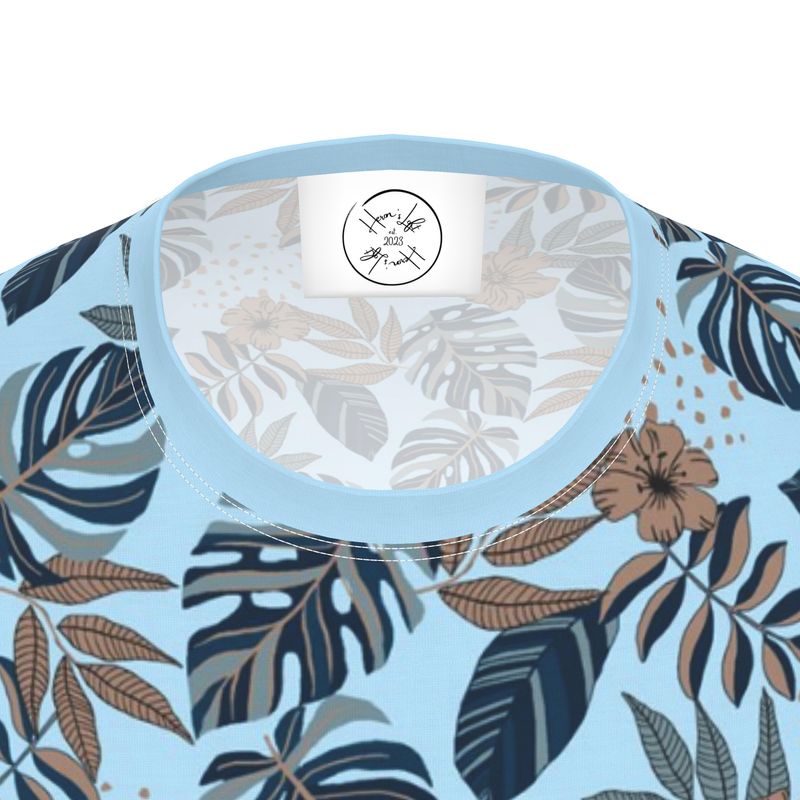 Men's Athletic Crew Neck T-Shirt - Midnight Monstera - Sky Blue