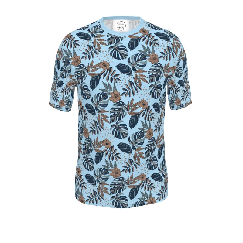 Men's Athletic V-Neck T-Shirt - Midnight Monstera - Sky Blue