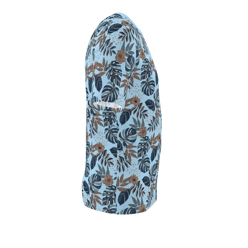 Men's Athletic V-Neck T-Shirt - Midnight Monstera - Blue Mist