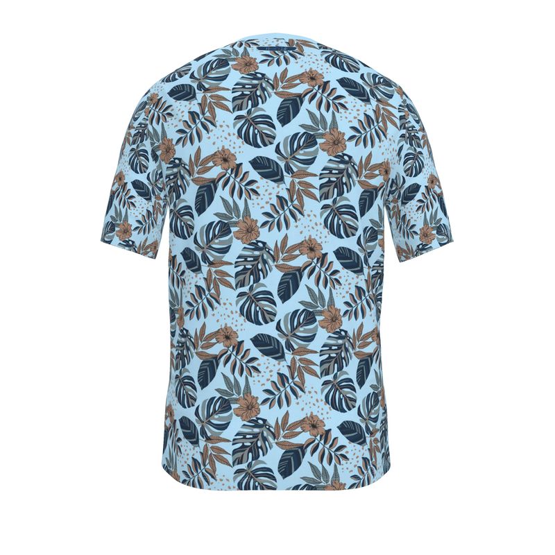 Men's Athletic V-Neck T-Shirt - Midnight Monstera - Sky Blue