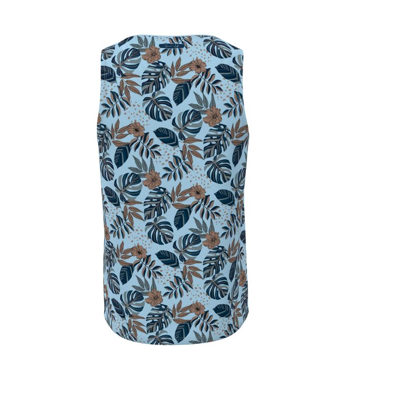 Men's Hybrid Tank Top - Midnight Monstera - Sky Blue