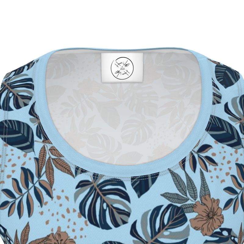 Men's Hybrid Tank Top - Midnight Monstera - Sky Blue