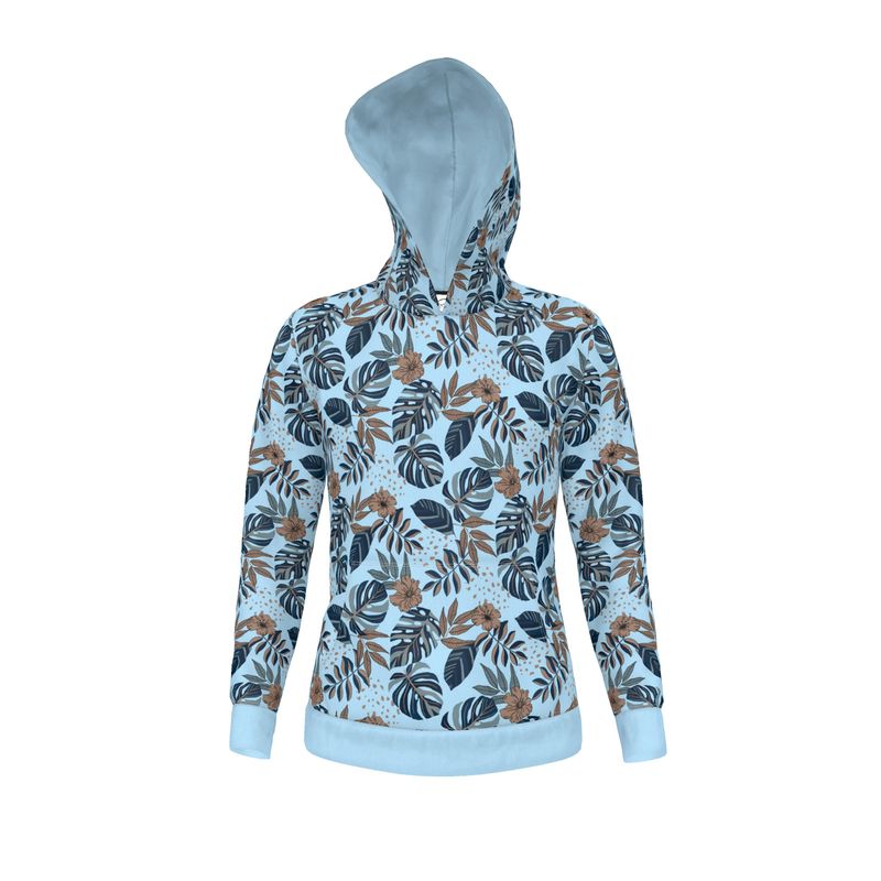 Men's Hoodie - Midnight Monstera - Sky Blue