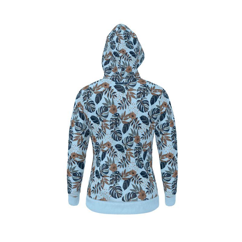 Men's Hoodie - Midnight Monstera - Sky Blue