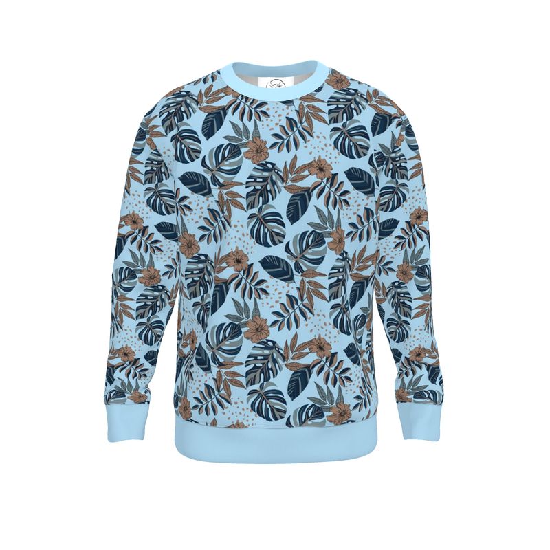 Men's Lightweight Sweater - Midnight Monstera - Sky Blue