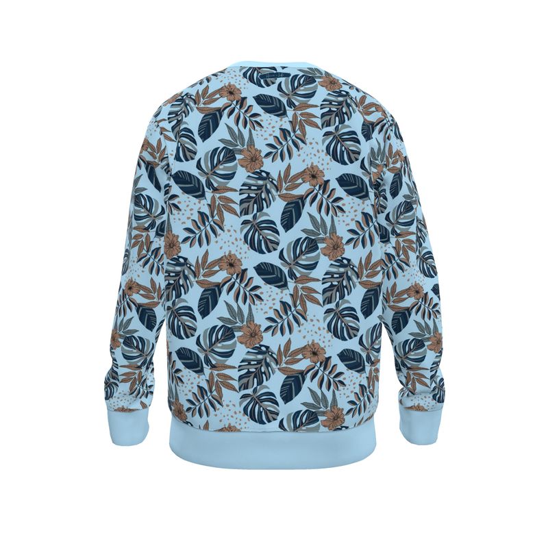 Men's Lightweight Sweater - Midnight Monstera - Sky Blue