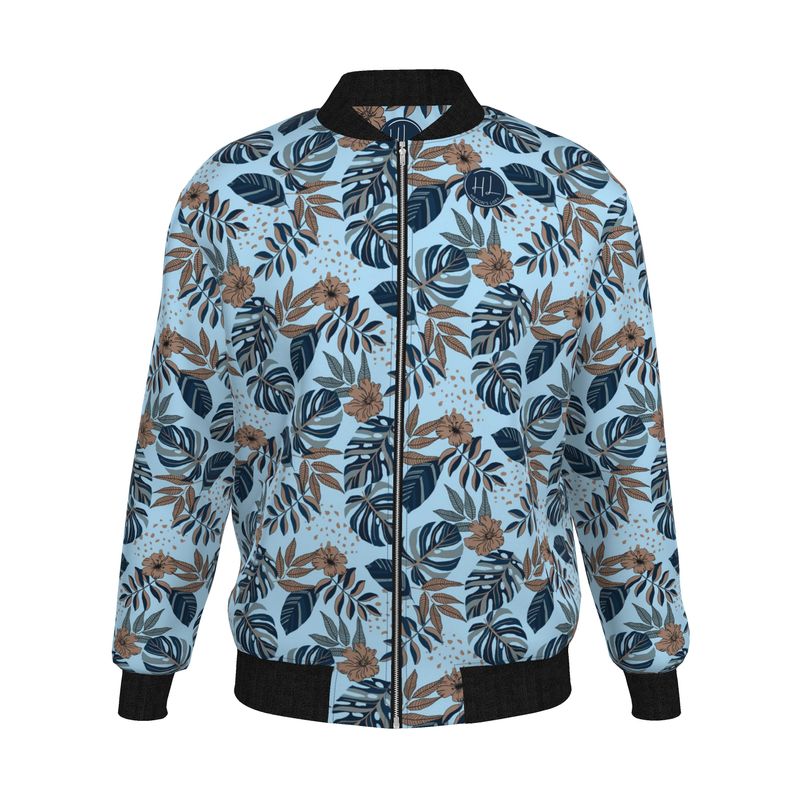 Men's Bomber Jacket - Midnight Monstera - Blue Mist